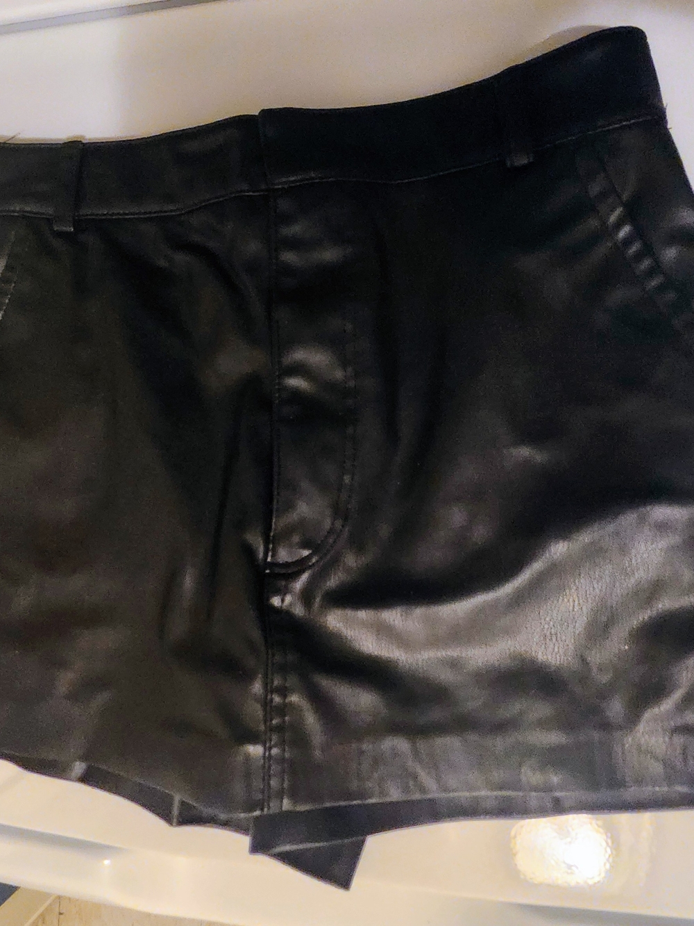 Zara Black Faux Leather High-Waist Skort